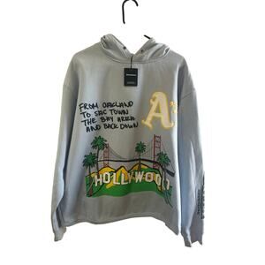 Homme Femme NWT Cali to NYC Hoodie Men’s XL Puff Print Light Blue Long Sleeve